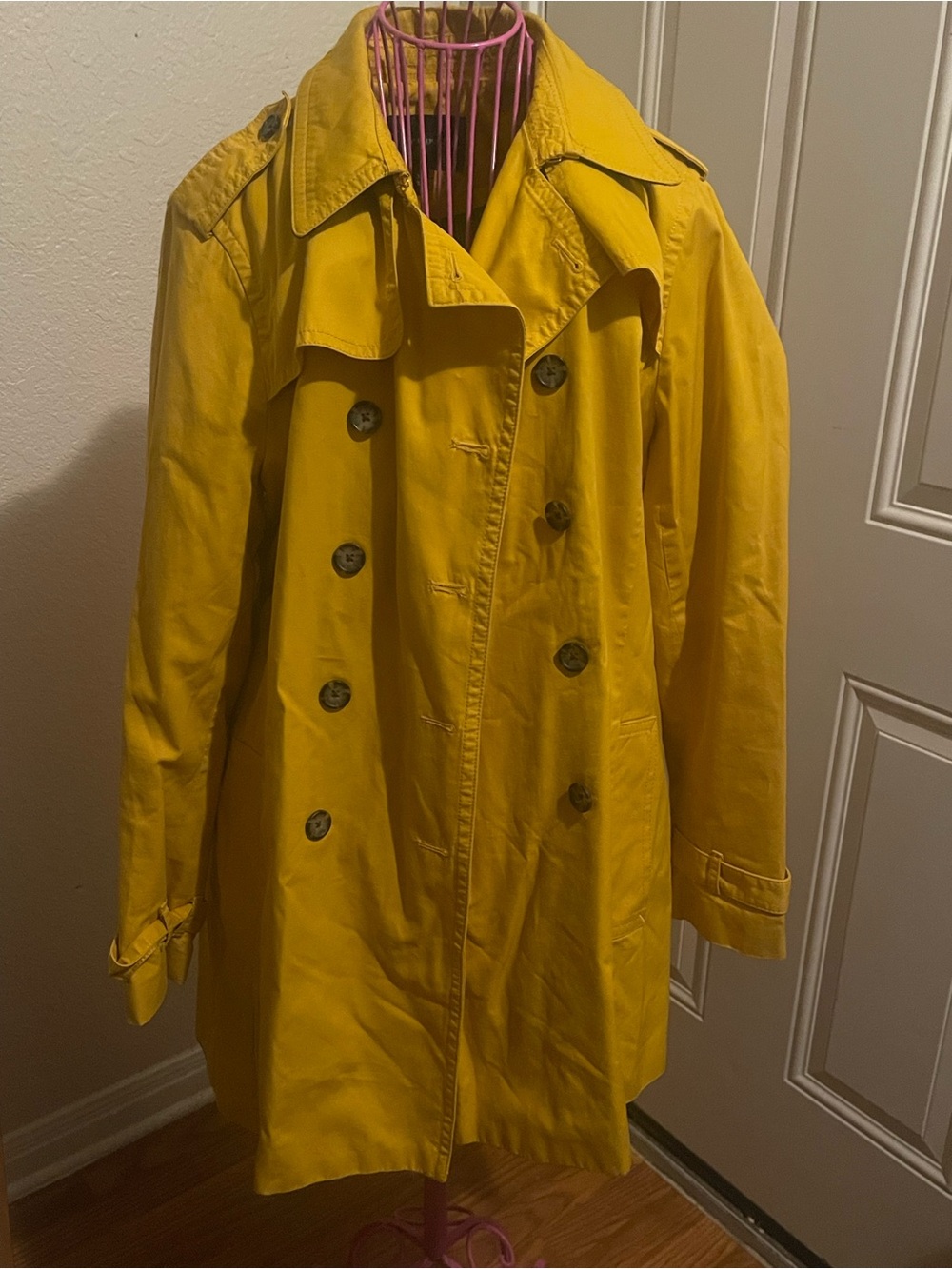 Banana Republic Bright Yellow Double-Breasted Trench Coat